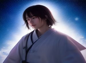咒术回战同人插画集，五条悟与乙骨忧太在蓝色星空下的背影，水彩风格，今日同人库插画区精选